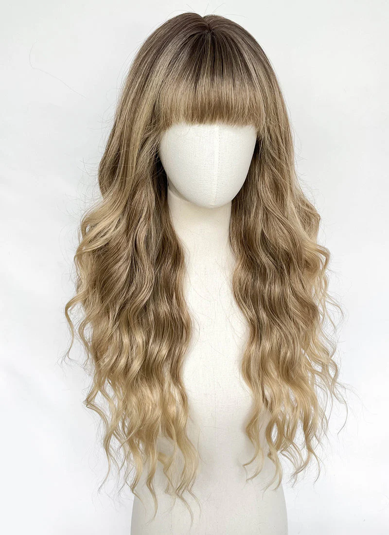 Mixed Blonde With Dark Roots Wavy Synthetic Wig CSX092 - Image 2