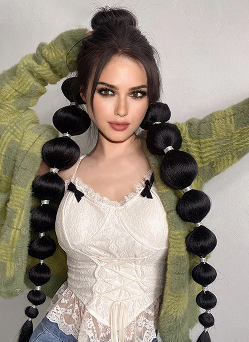 31" Festival Elastic Band Bubble Braid Synthetic Hair Ponytail Extension FP072 - Image 3