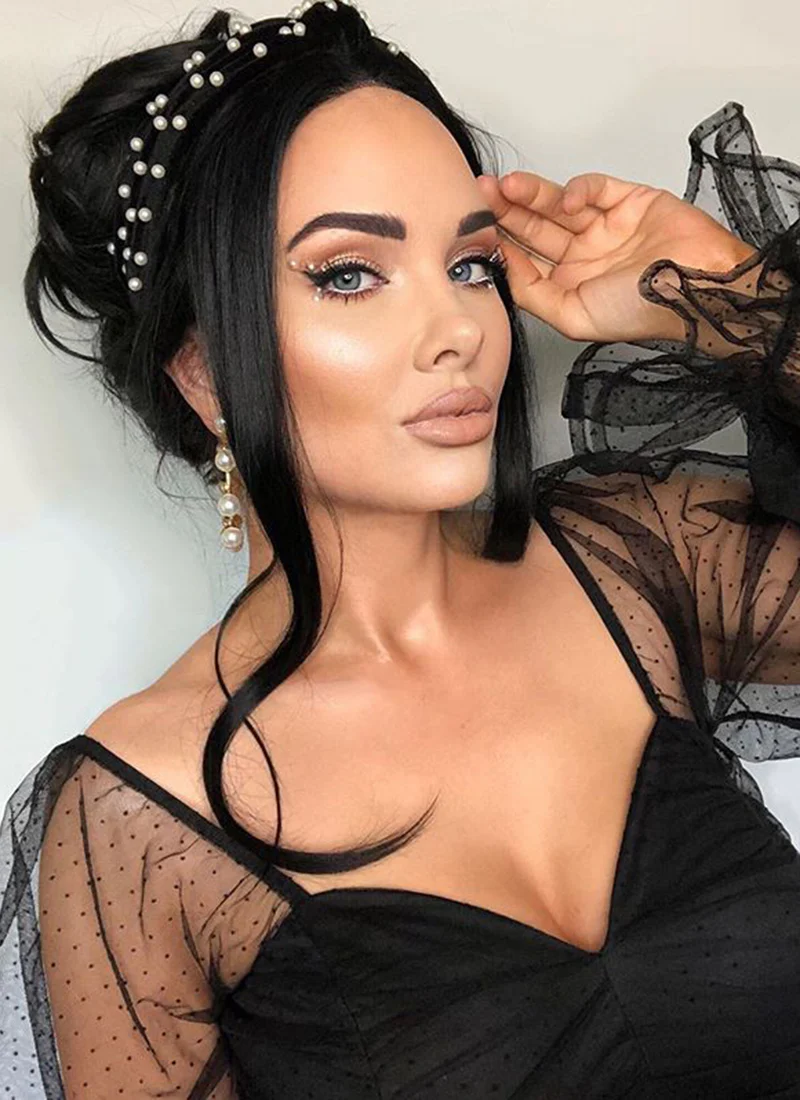 Straight Jet Black Lace Front Synthetic Wig LF002 - Image 2