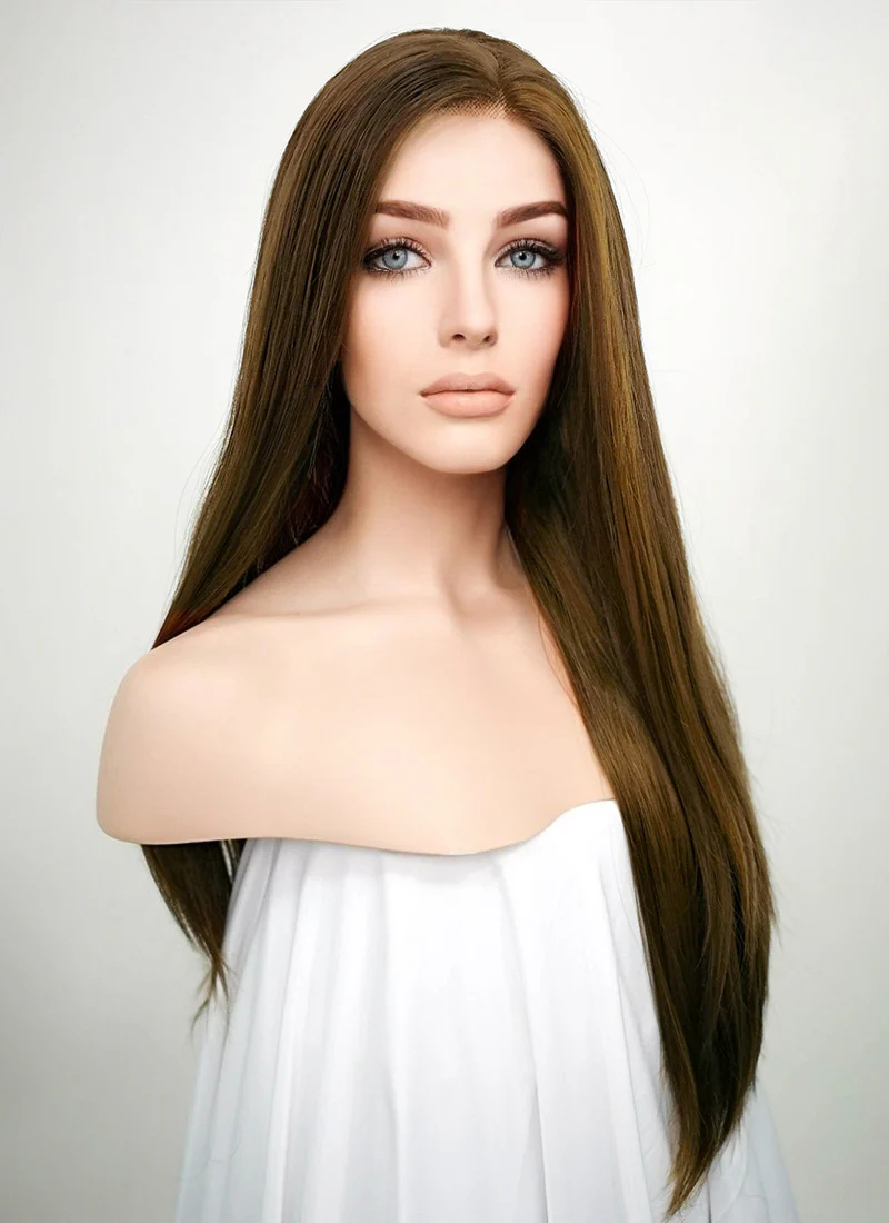 Brunette Straight Lace Front Synthetic Wig LF006 - Image 2