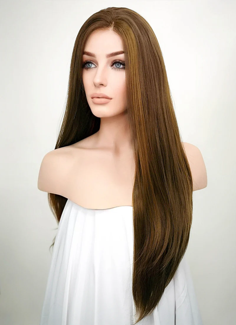 Brunette Straight Lace Front Synthetic Wig LF006 - Image 4