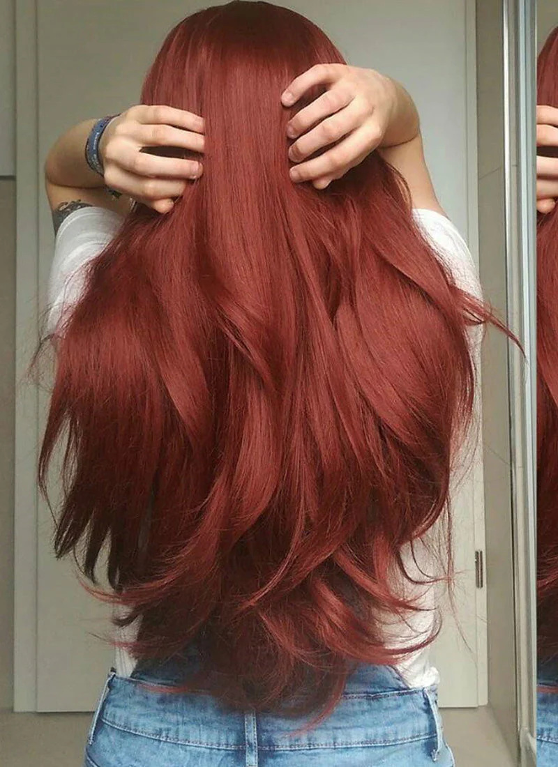 Auburn Straight Lace Front Synthetic Wig LF009 - Image 2