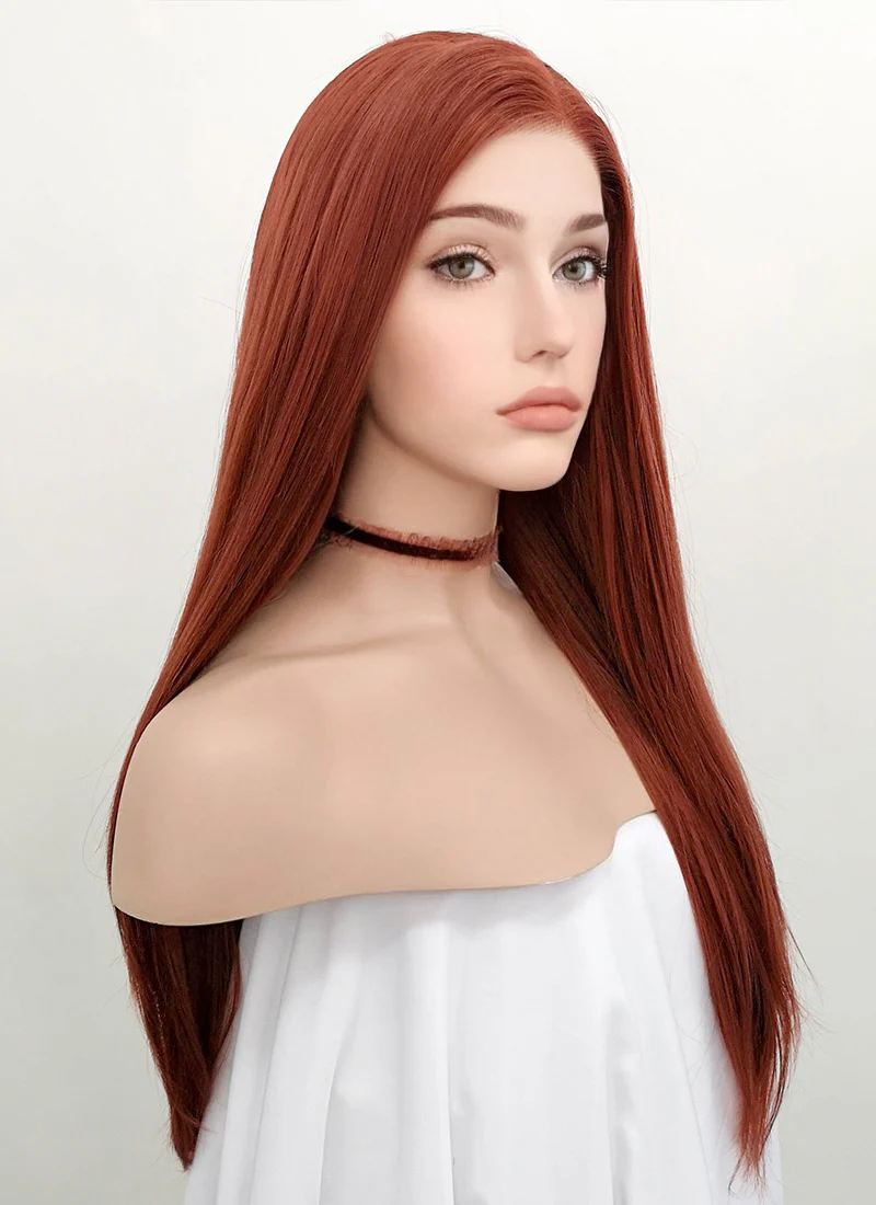 Auburn Straight Lace Front Synthetic Wig LF009 - Image 3