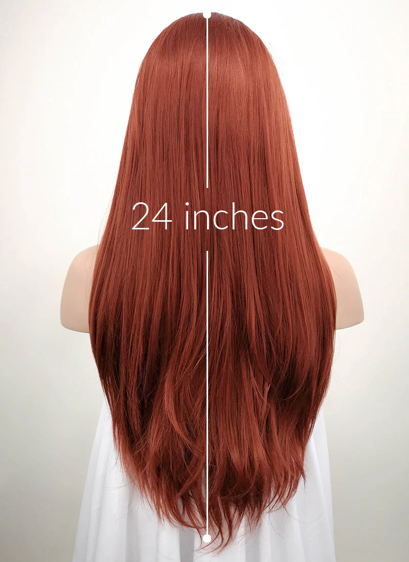Auburn Straight Lace Front Synthetic Wig LF009 - Image 7