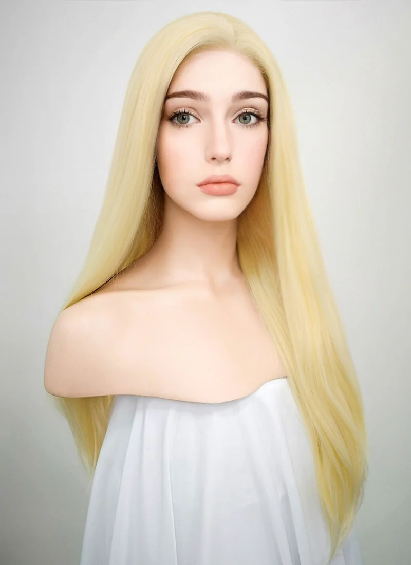 Straight Blonde Lace Front Synthetic Wig LF012 - Image 2