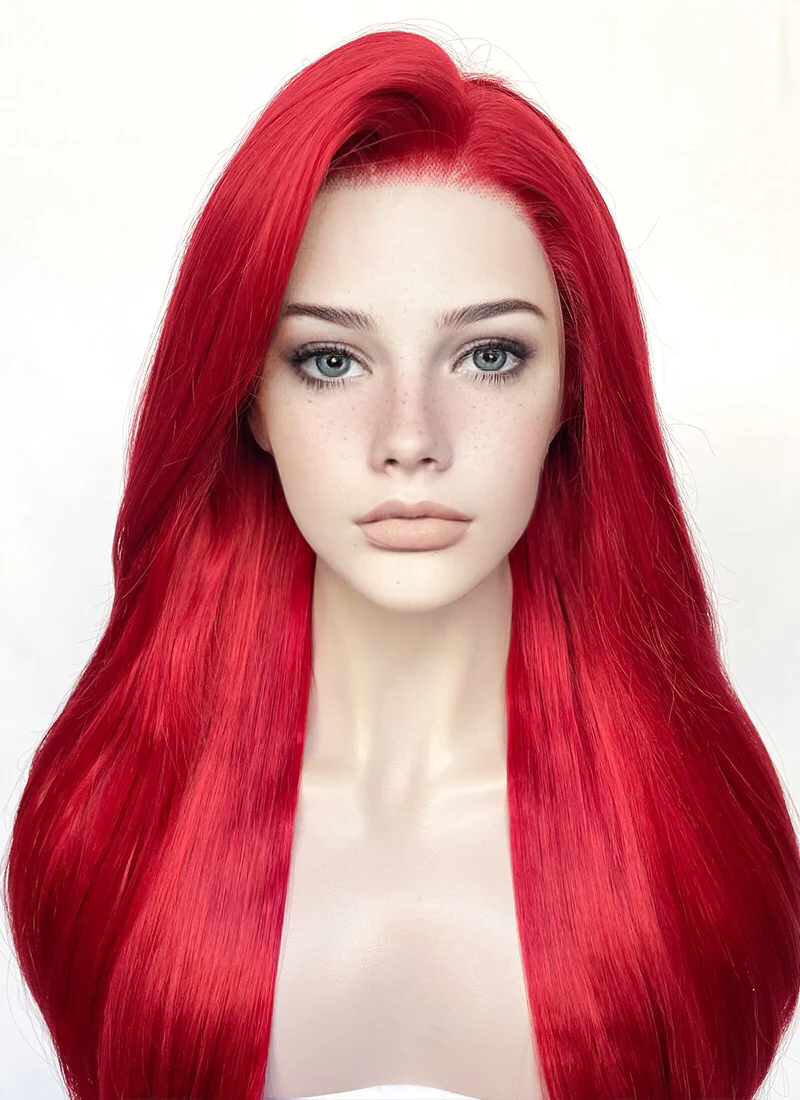 Straight Red Lace Front Synthetic Wig LF025 - Image 3