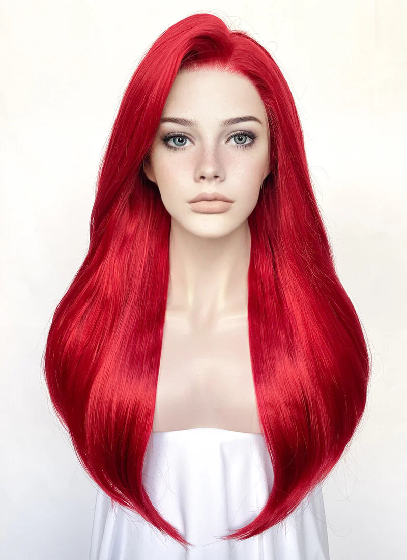 Straight Red Lace Front Synthetic Wig LF025 - Image 4