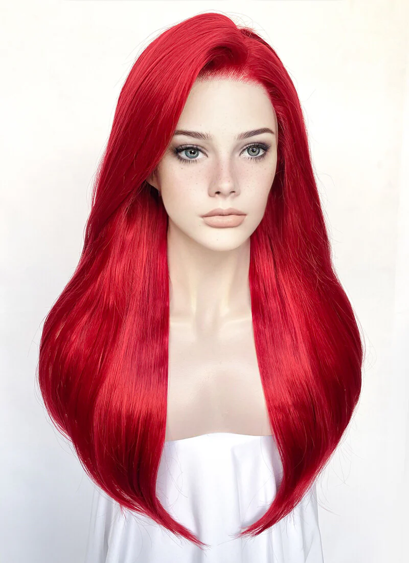 Straight Red Lace Front Synthetic Wig LF025 - Image 5