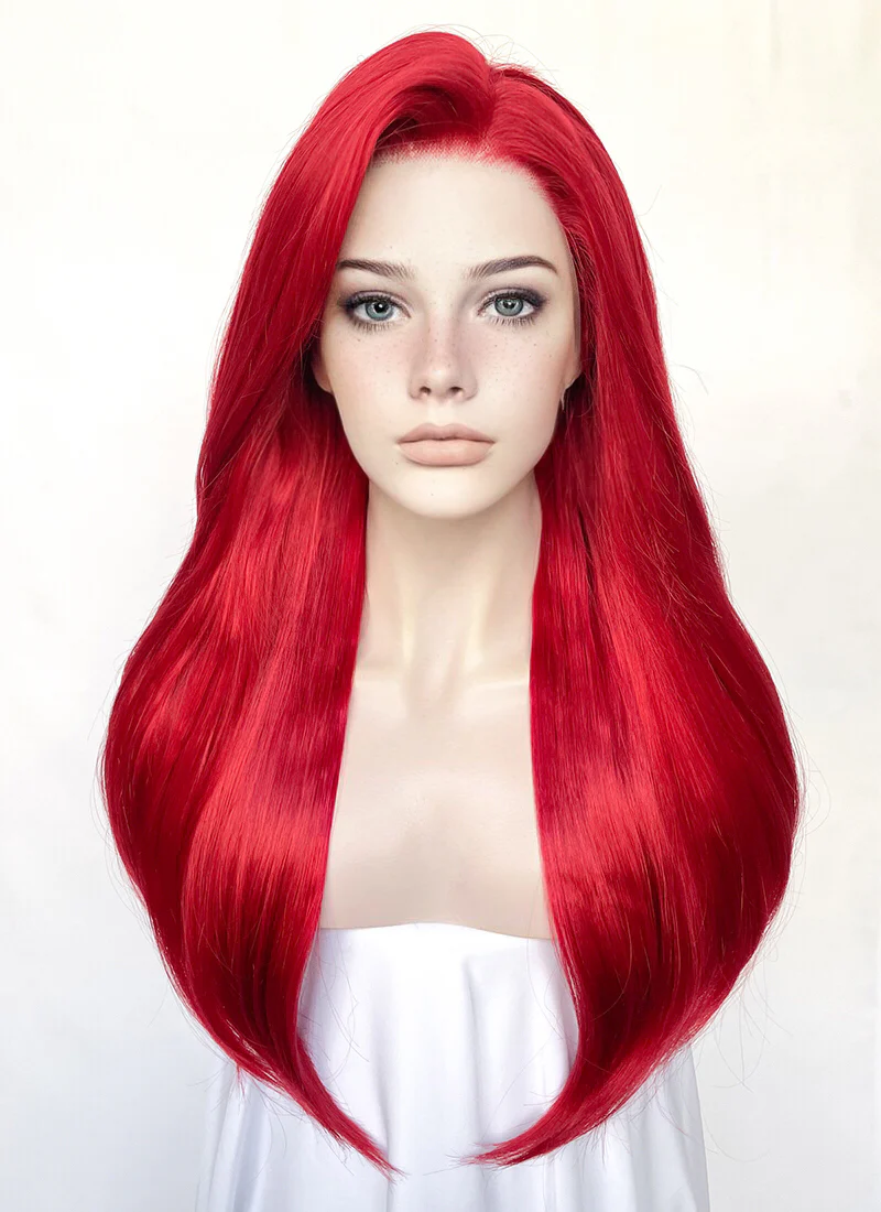 Straight Red Lace Front Synthetic Wig LF025 - Image 6