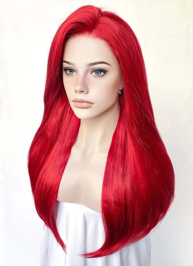 Straight Red Lace Front Synthetic Wig LF025 - Image 7