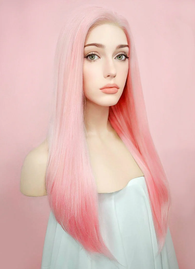 Pastel Pink Straight Lace Front Synthetic Wig LF026 - Image 3