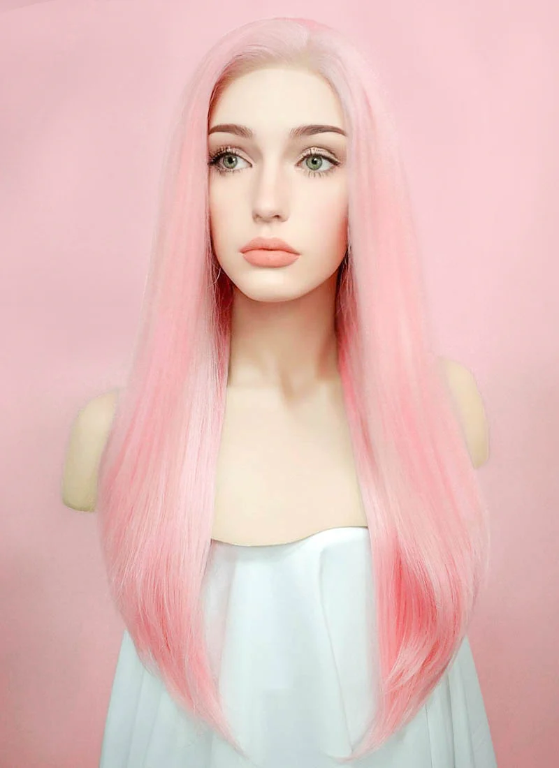 Pastel Pink Straight Lace Front Synthetic Wig LF026 - Image 4