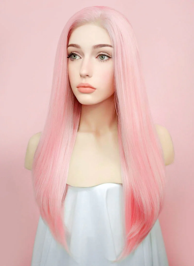 Pastel Pink Straight Lace Front Synthetic Wig LF026 - Image 5