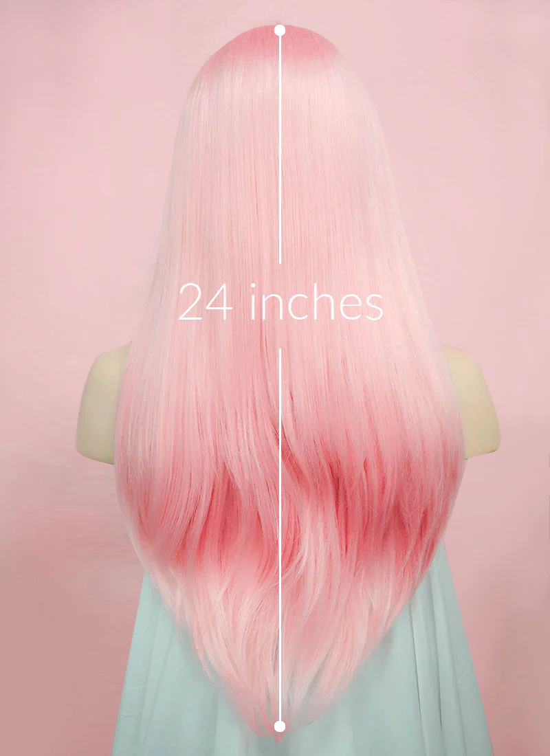 Pastel Pink Straight Lace Front Synthetic Wig LF026 - Image 6