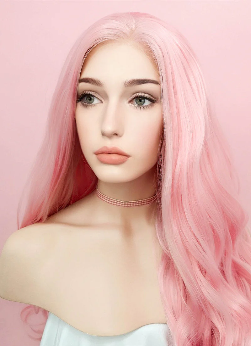Wavy Pastel Pink Lace Front Synthetic Wig LF084 - Image 6