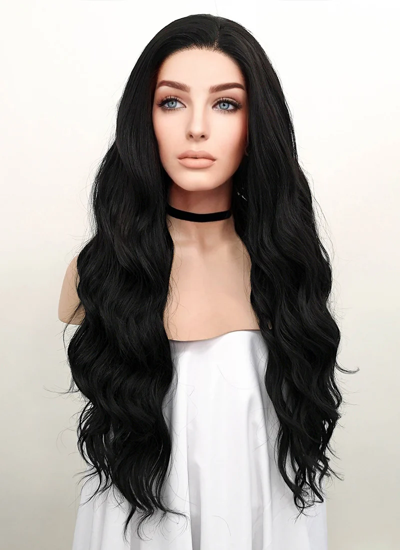 Wavy Natural Black Lace Front Synthetic Wig LF095 - Image 5