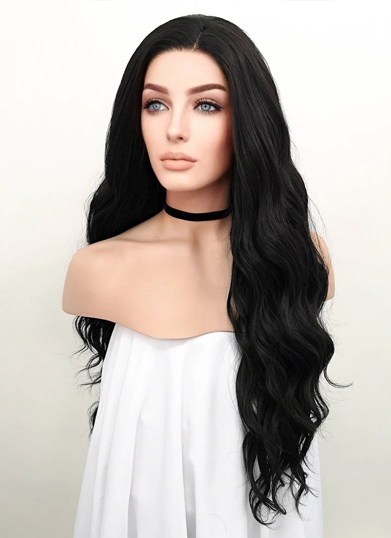 Wavy Natural Black Lace Front Synthetic Wig LF095 - Image 6