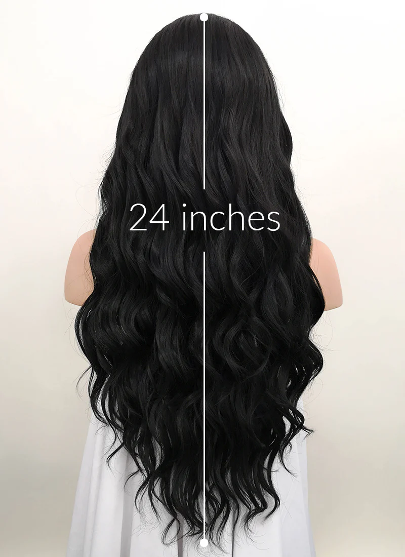 Wavy Natural Black Lace Front Synthetic Wig LF095 - Image 7