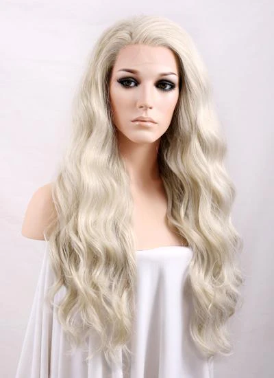 Wavy Pastel Ash Blonde Lace Front Synthetic Wig LF101 - Image 3
