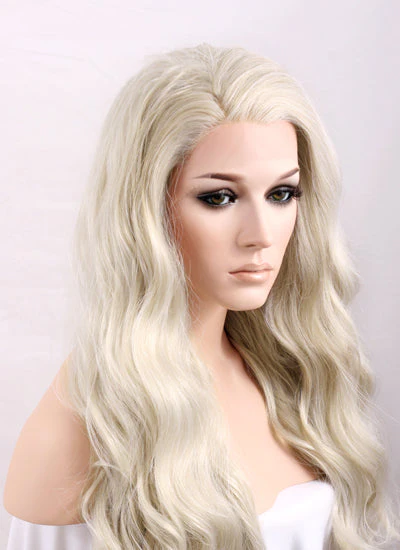 Wavy Pastel Ash Blonde Lace Front Synthetic Wig LF101 - Image 8
