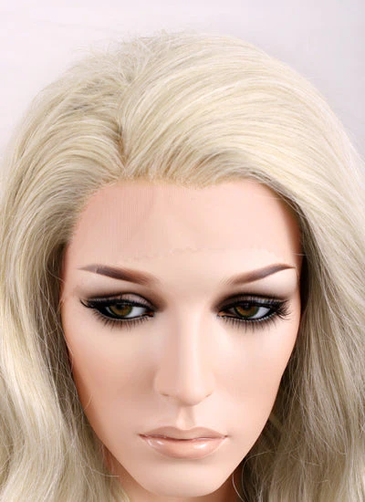 Wavy Pastel Ash Blonde Lace Front Synthetic Wig LF101 - Image 9