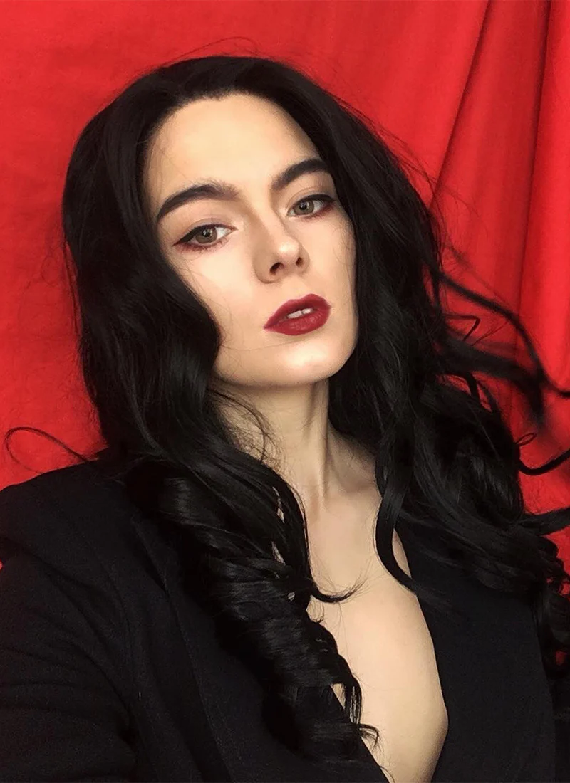 Wavy Black Lace Front Synthetic Wig LF110 - Image 2