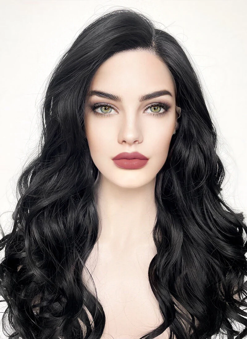 Wavy Black Lace Front Synthetic Wig LF110 - Image 4