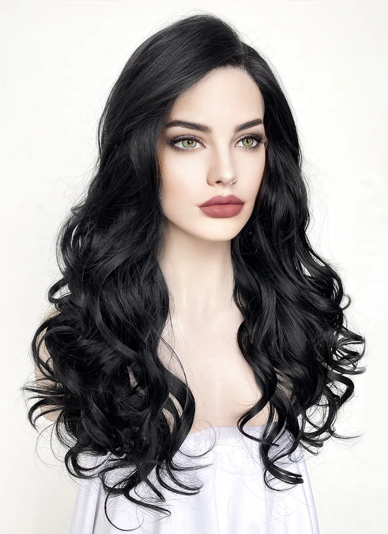Wavy Black Lace Front Synthetic Wig LF110 - Image 5
