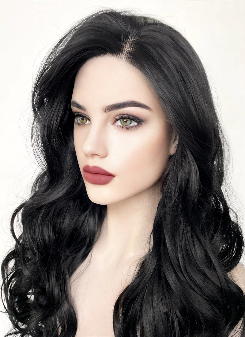 Wavy Black Lace Front Synthetic Wig LF110 - Image 9