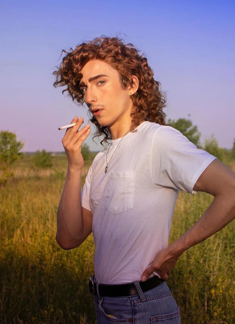 Stranger Things Billy Hargrove Brown Curly Lace Front Synthetic Men's Wig LF1311A - Image 2