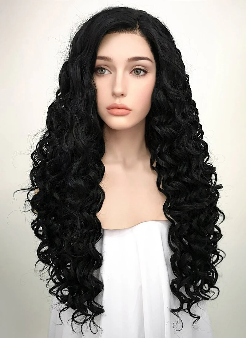 Spiral Curly Black Lace Front Synthetic Wig LF166 - Image 3