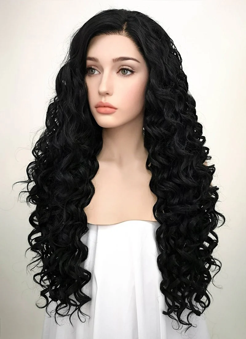 Spiral Curly Black Lace Front Synthetic Wig LF166 - Image 4