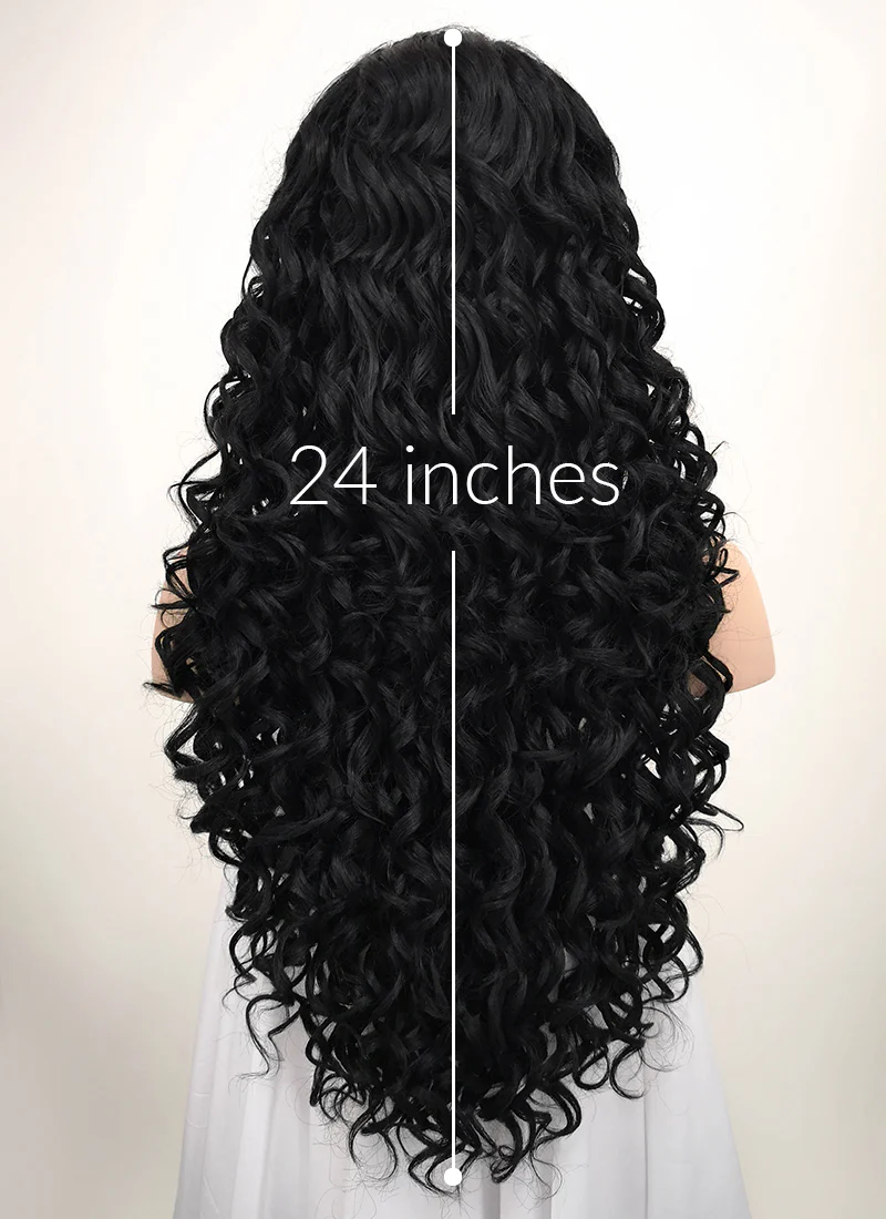 Spiral Curly Black Lace Front Synthetic Wig LF166 - Image 5