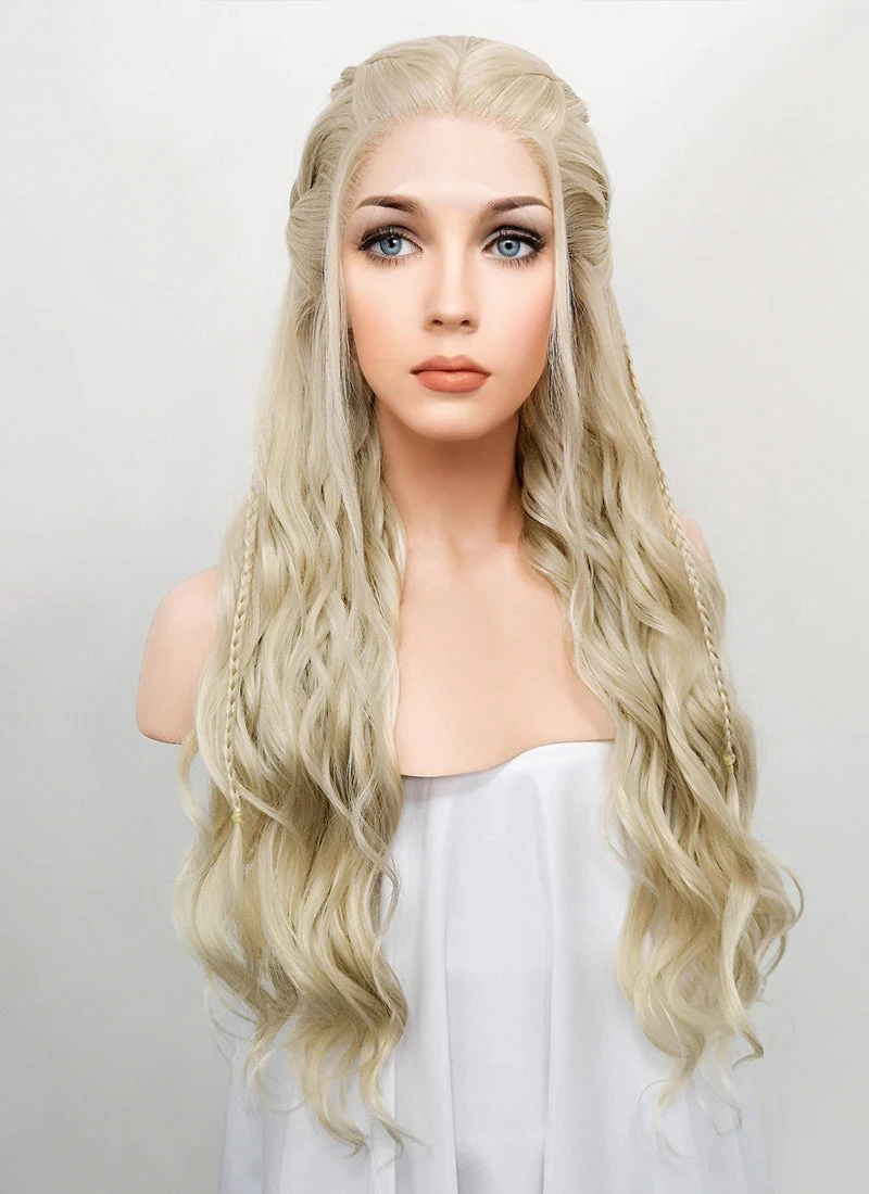 Light Ash Blonde Braided Lace Front Synthetic Wig LF2017 - Image 4