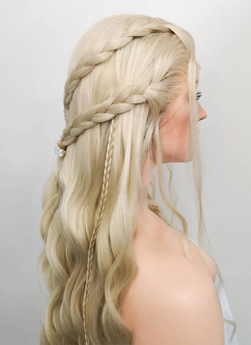 Light Ash Blonde Braided Lace Front Synthetic Wig LF2017 - Image 6