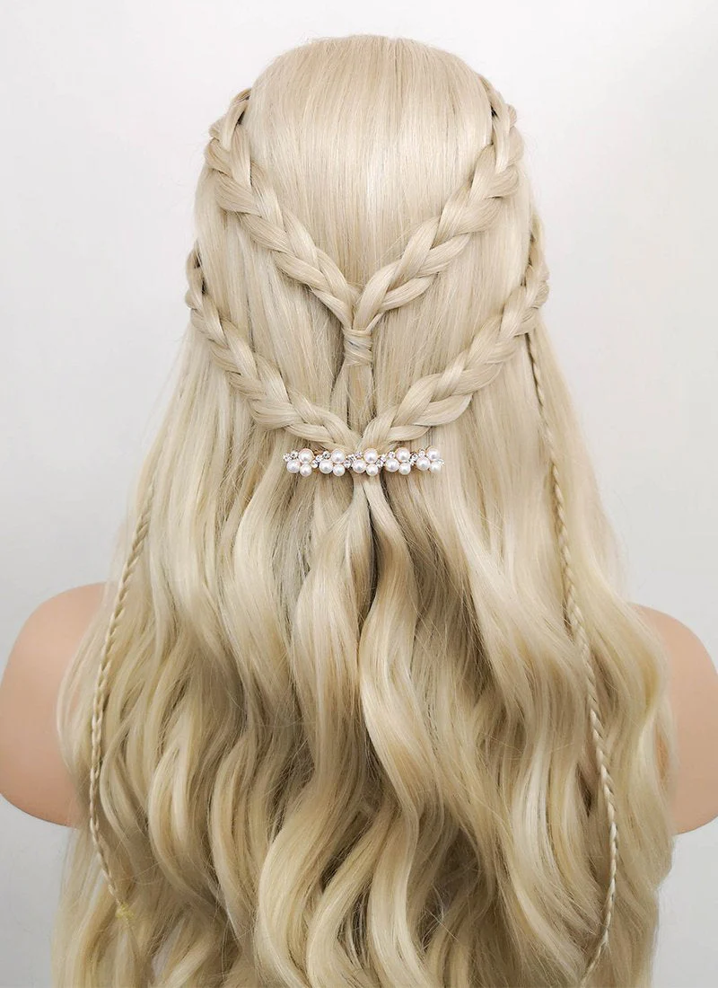 Light Ash Blonde Braided Lace Front Synthetic Wig LF2017 - Image 8