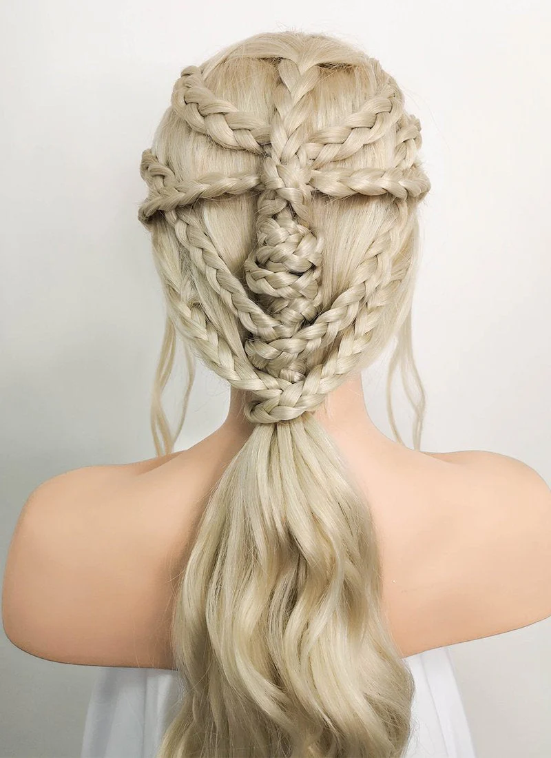 Game of Thrones Daenerys Targaryen Light Ash Blonde Braided Lace Front Synthetic Wig LF2037 - Image 10