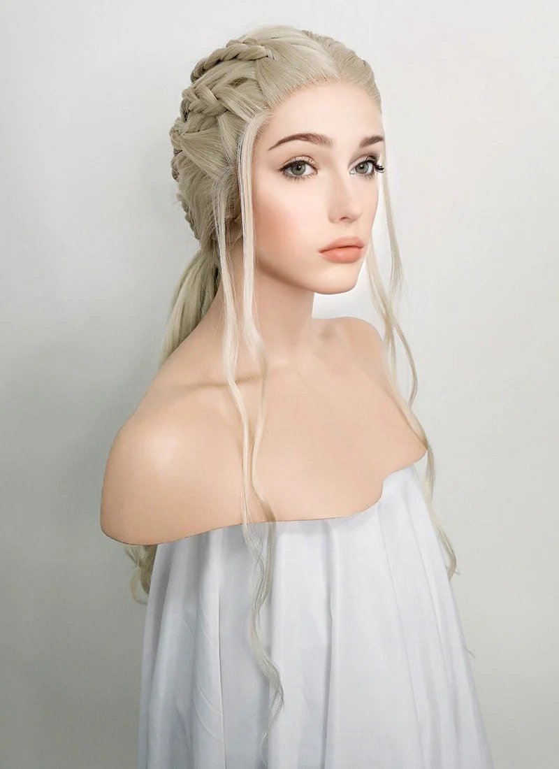 Game of Thrones Daenerys Targaryen Light Ash Blonde Braided Lace Front Synthetic Wig LF2037 - Image 4