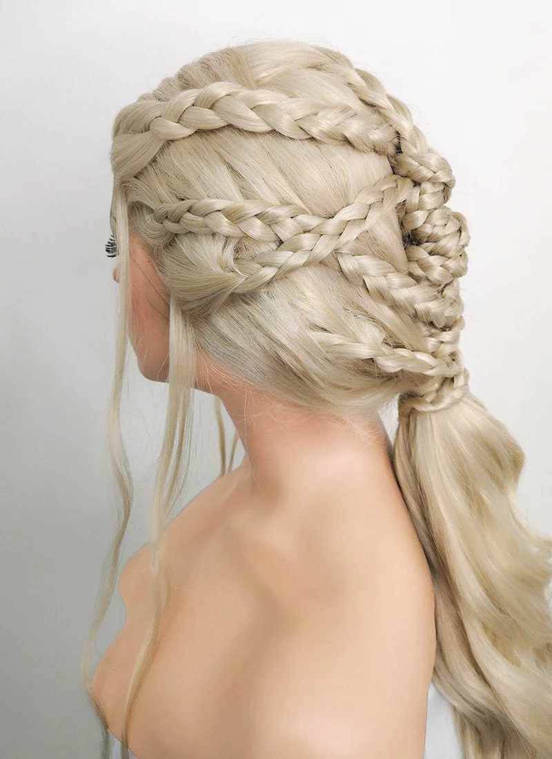 Game of Thrones Daenerys Targaryen Light Ash Blonde Braided Lace Front Synthetic Wig LF2037 - Image 7