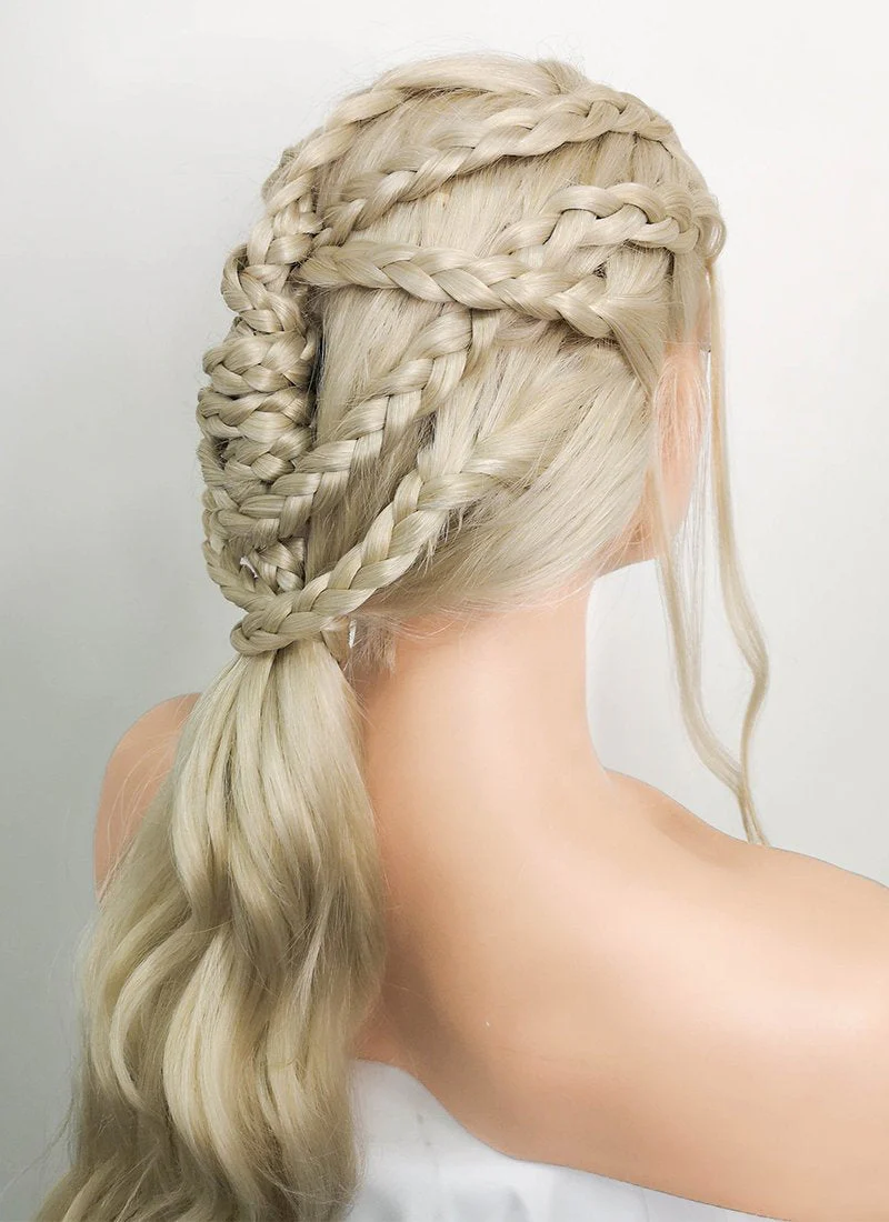Game of Thrones Daenerys Targaryen Light Ash Blonde Braided Lace Front Synthetic Wig LF2037 - Image 8