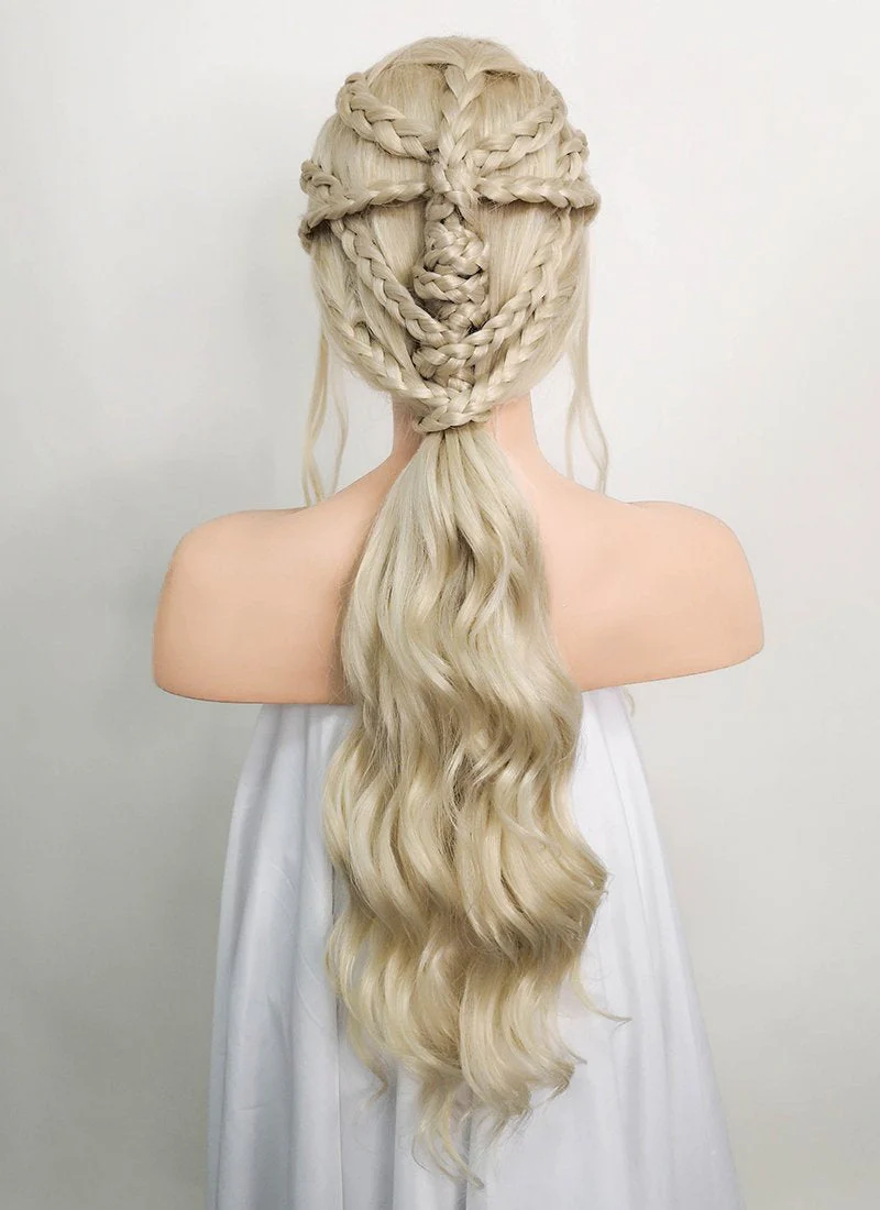 Game of Thrones Daenerys Targaryen Light Ash Blonde Braided Lace Front Synthetic Wig LF2037 - Image 9