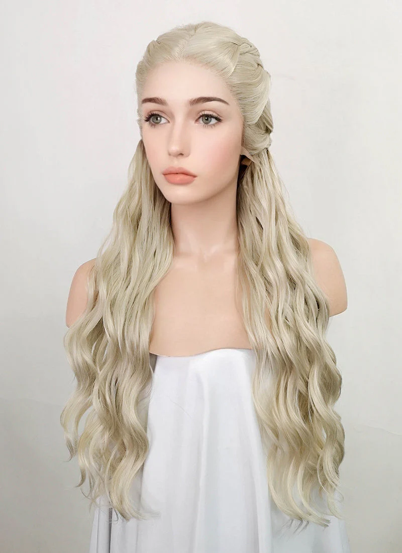 Game of Thrones Daenerys Targaryen Light Ash Blonde Braided Lace Front Synthetic Wig LF2039 - Image 5