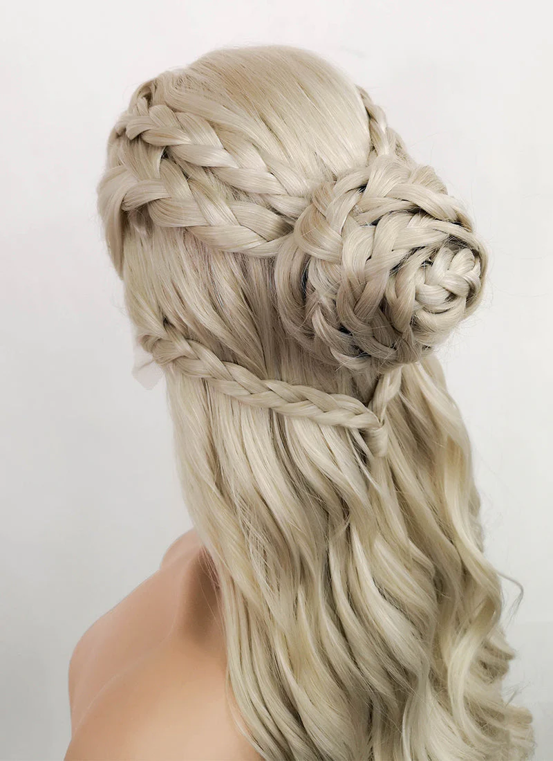 Game of Thrones Daenerys Targaryen Light Ash Blonde Braided Lace Front Synthetic Wig LF2039 - Image 6