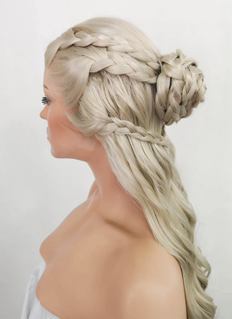 Game of Thrones Daenerys Targaryen Light Ash Blonde Braided Lace Front Synthetic Wig LF2039 - Image 7