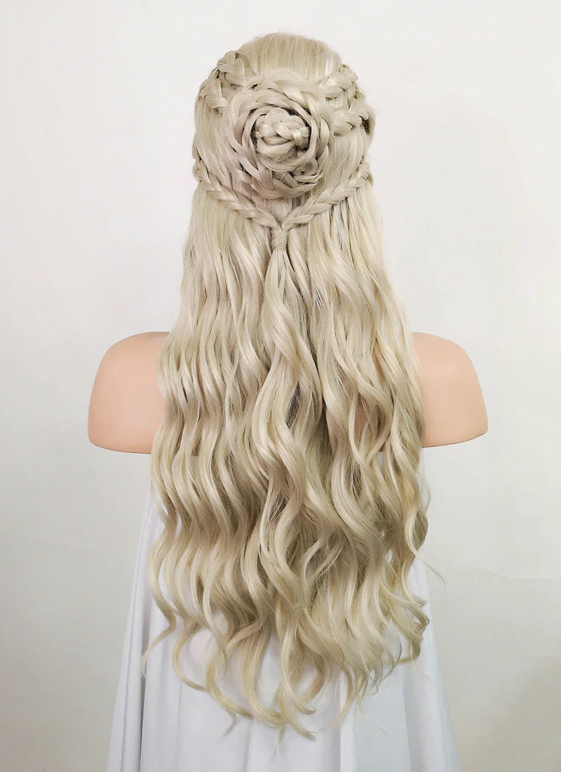 Game of Thrones Daenerys Targaryen Light Ash Blonde Braided Lace Front Synthetic Wig LF2039 - Image 8