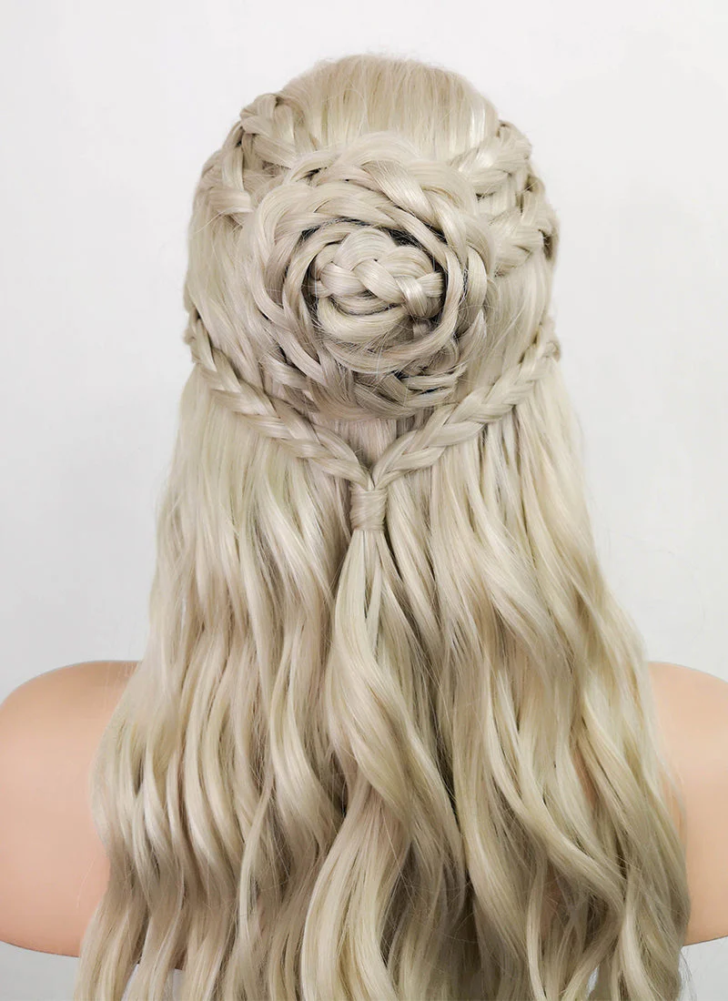 Game of Thrones Daenerys Targaryen Light Ash Blonde Braided Lace Front Synthetic Wig LF2039 - Image 9