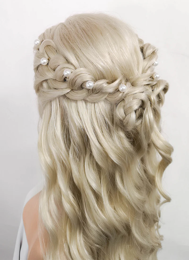 Light Ash Blonde Braided Lace Front Synthetic Wig LF2092 - Image 8