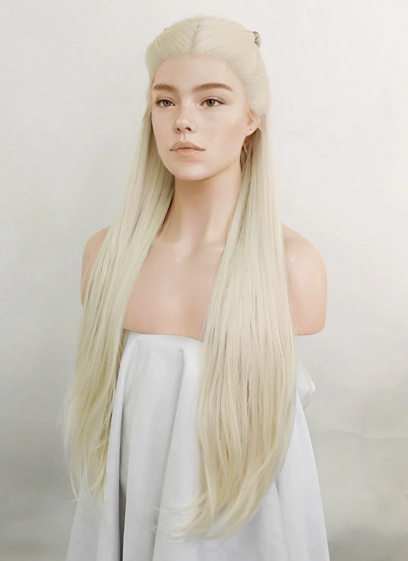 House of the Dragon Young Princess Rhaenyra Targaryen Platinum Blonde Braided Lace Front Synthetic Wig LF2109 - Image 4