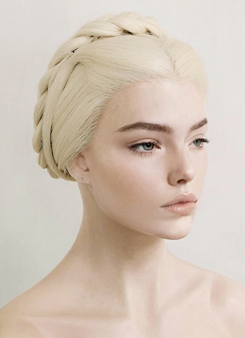 House of the Dragon Young Princess Rhaenyra Targaryen Platinum Blonde Braided Lace Front Synthetic Wig LF2110 - Image 3
