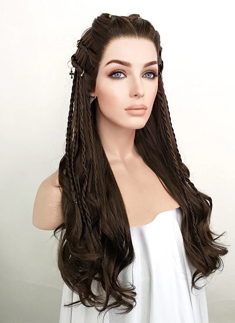 Brunette Braided Lace Front Synthetic Wig LF2114 - Image 2